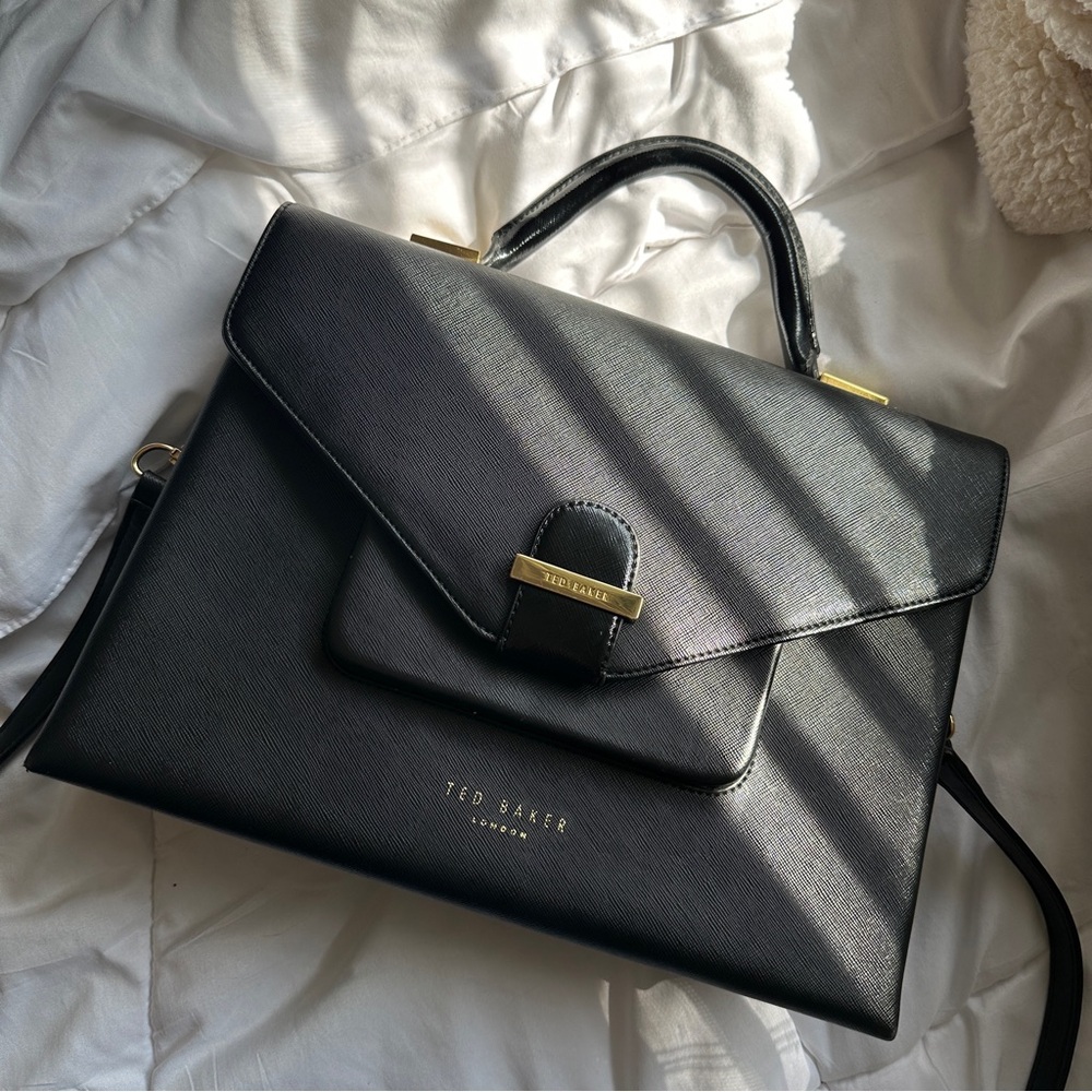 Ted Baker London Black Leather Satchel Bag